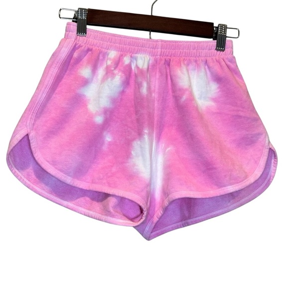 The Blank Lab ECO-CHIC WOMEN'S ORGANIC COTTON SHORTS Pink White Tie Dye Small - Picture 1 of 7
